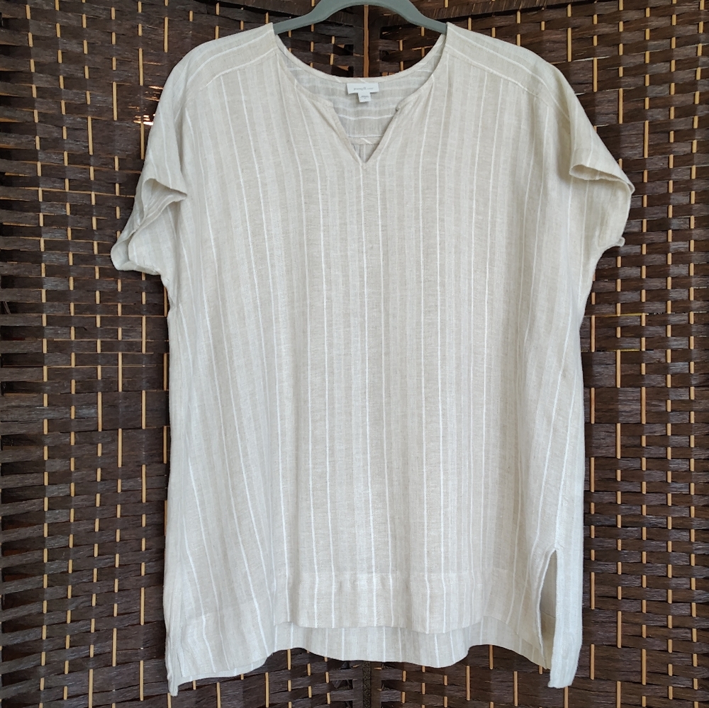 Pure Jill Linen V-neck Short Sleeve Top
